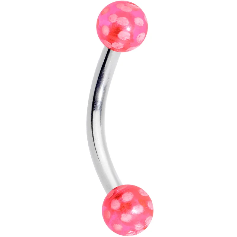 Trendy Lip Rings for Fashion-Forward Women16 Gauge 5/16 Pink Polka Dot UV Reactive Acrylic Ball Curved Barbell Trendy Lip Rings for Fashion-Forward Women16 Gauge 5/16 Pink Polka Dot UV Reactive Acrylic Ball Curved Barbell