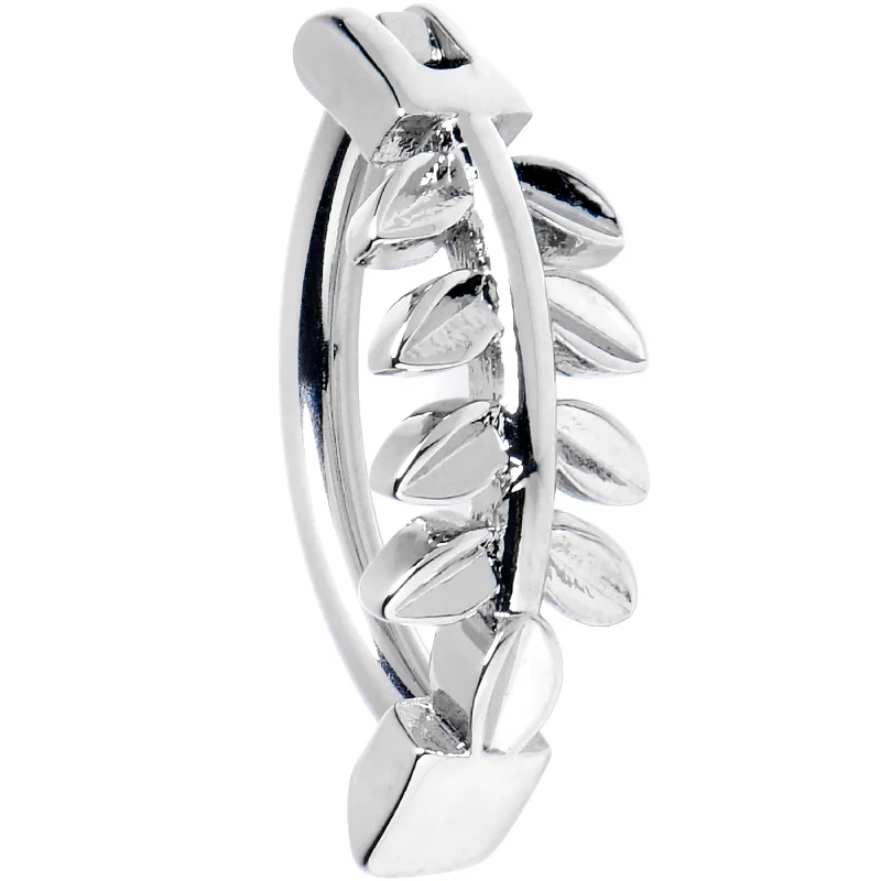 Trendy Belly Rings for Everyday Fashion -14 Gauge 3/8 Grade 23 Titanium Leafy Branch Hinged Hoop Belly Ring Trendy Belly Rings for Everyday Fashion -14 Gauge 3/8 Grade 23 Titanium Leafy Branch Hinged Hoop Belly Ring