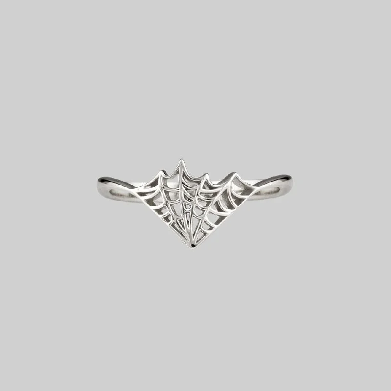 Chic Women's Rings for Fashion-Forward Looks-NARCISSA. Web Ring - Silver