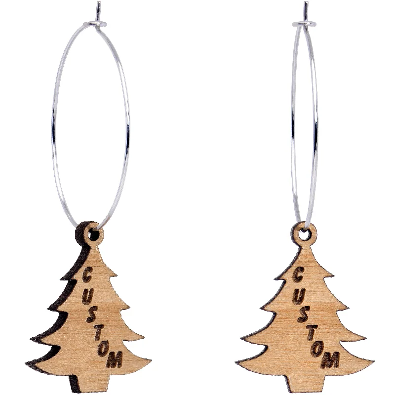 Women's Earrings – Elegant Designs for Every Personality--Custom Natural Wood Christmas Tree Personalized Hoop Earrings Women's Earrings – Elegant Designs for Every Personality--Custom Natural Wood Christmas Tree Personalized Hoop Earrings