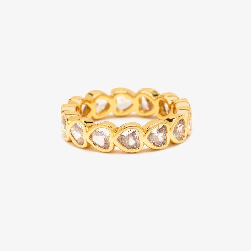Chic Women's Rings for Fashion-Forward Looks-Stone Heart Ring Band