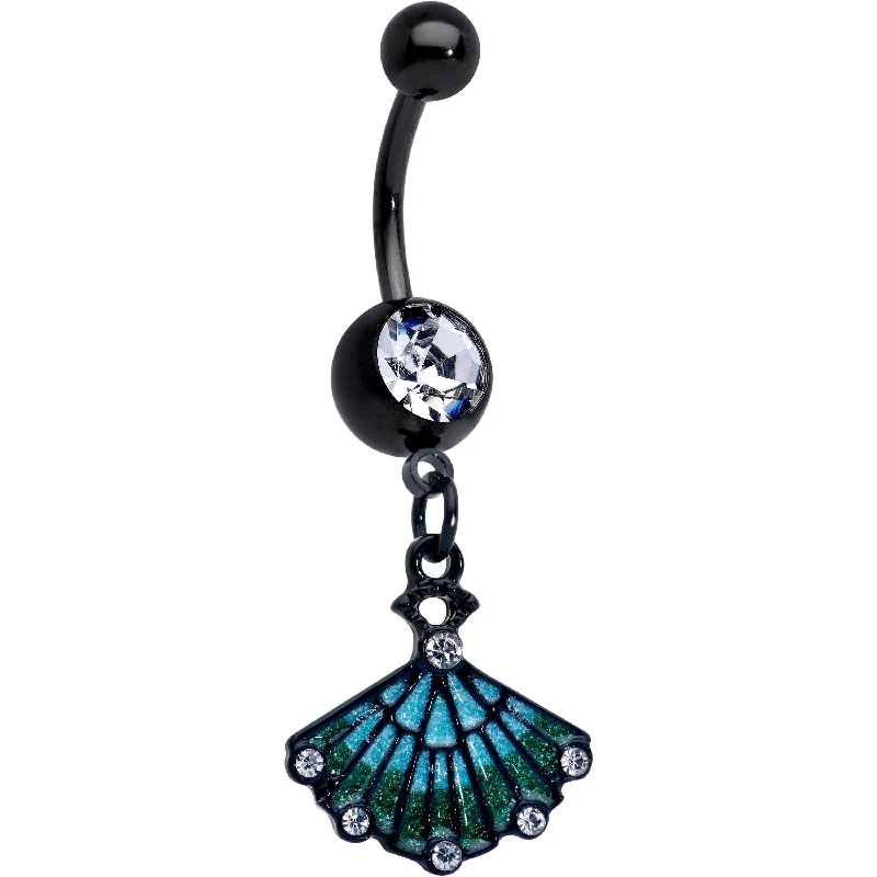 Belly Rings with Exotic Patterns for Unique Style -Clear Gem Black Serenity Ocean Magic Sea Shell Dangle Belly Ring Belly Rings with Exotic Patterns for Unique Style -Clear Gem Black Serenity Ocean Magic Sea Shell Dangle Belly Ring