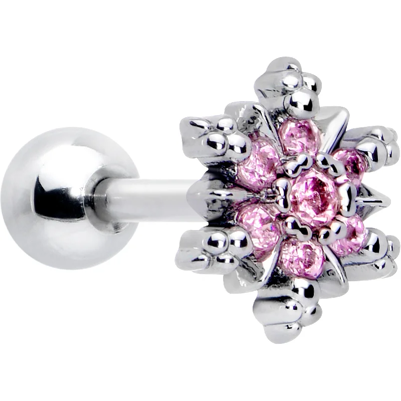 Women's Earrings – Elegant Designs for Every Personality--16 Gauge 1/4 Pink CZ Gem Glam Snowflake Cartilage Tragus Earring Women's Earrings – Elegant Designs for Every Personality--16 Gauge 1/4 Pink CZ Gem Glam Snowflake Cartilage Tragus Earring