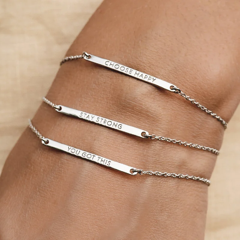 Bangles for Women with Geometric Designs-Inspiration Bracelet - You Got This (Silver)
