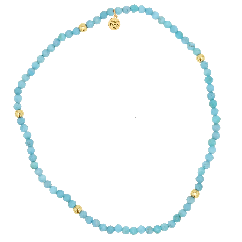 Men's Bracelets with Inspirational Symbols-Turquoise Stretch Beaded Bracelet