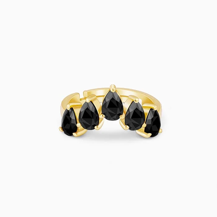 Chic Women's Rings for Fashion-Forward Looks-Golden Enchanting Pear Stone Ring