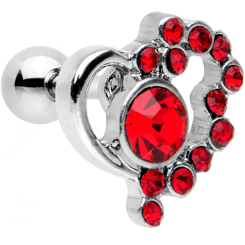 Women's Earrings – Elegant Designs for Every Personality--1/4 Red Gem Heart Cluster Cartilage Tragus Earring