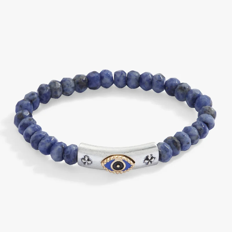 Bold Gemstone Bangles for Women-Antique Evil Eye Stretch Bracelet
