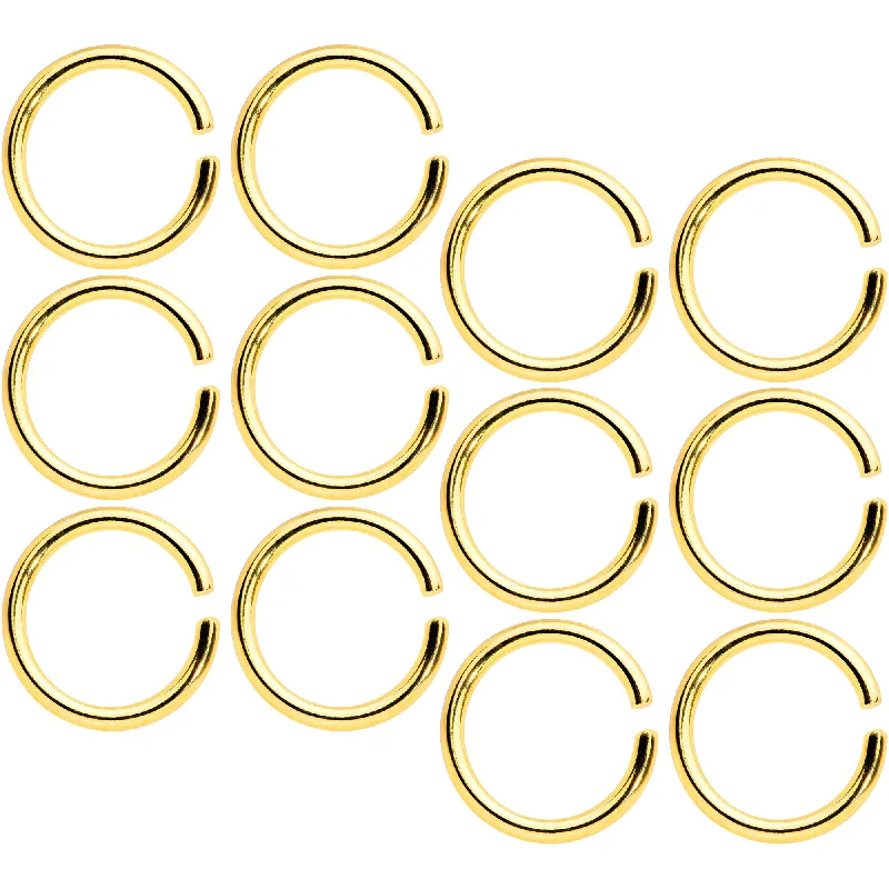 Nose Rings for Vibrant Fashion -16 Gauge 5/16 Gold Tone Anodized Seamless Cartilage Ring Set of 12 Nose Rings for Vibrant Fashion -16 Gauge 5/16 Gold Tone Anodized Seamless Cartilage Ring Set of 12