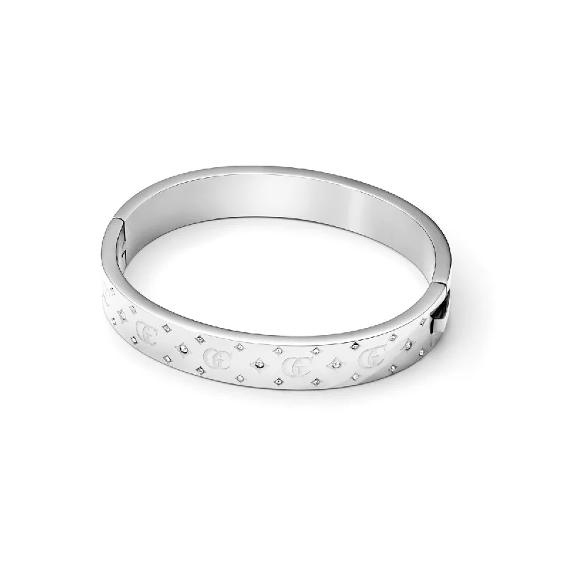 Stylish Bangles for Women with Diamonds-Own Way Monogram Bangle (Silver)