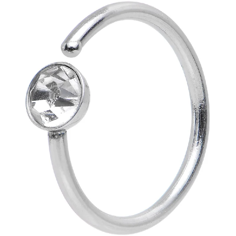 Beautiful Nose Rings for Daily Glam -20 Gauge 5/16 Stainless Steel Bright Clear Gem Round Nose Hoop Beautiful Nose Rings for Daily Glam -20 Gauge 5/16 Stainless Steel Bright Clear Gem Round Nose Hoop