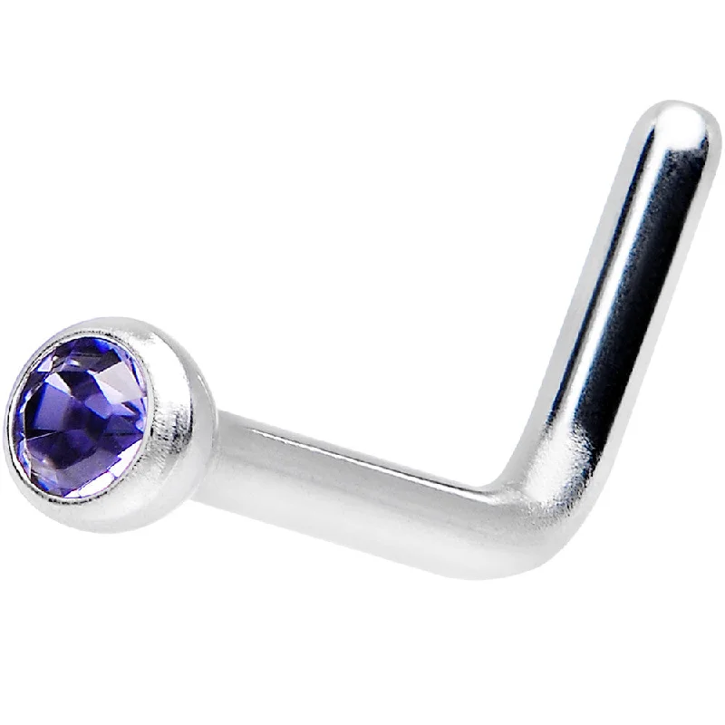 Nose Rings for All Ages -18 Gauge Tanzanite L-Shaped Nose Ring Created with Crystals Nose Rings for All Ages -18 Gauge Tanzanite L-Shaped Nose Ring Created with Crystals