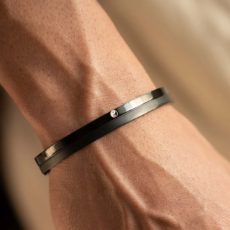 Personalized Silver Bracelets for Men-Yin Yang Kada Bracelet