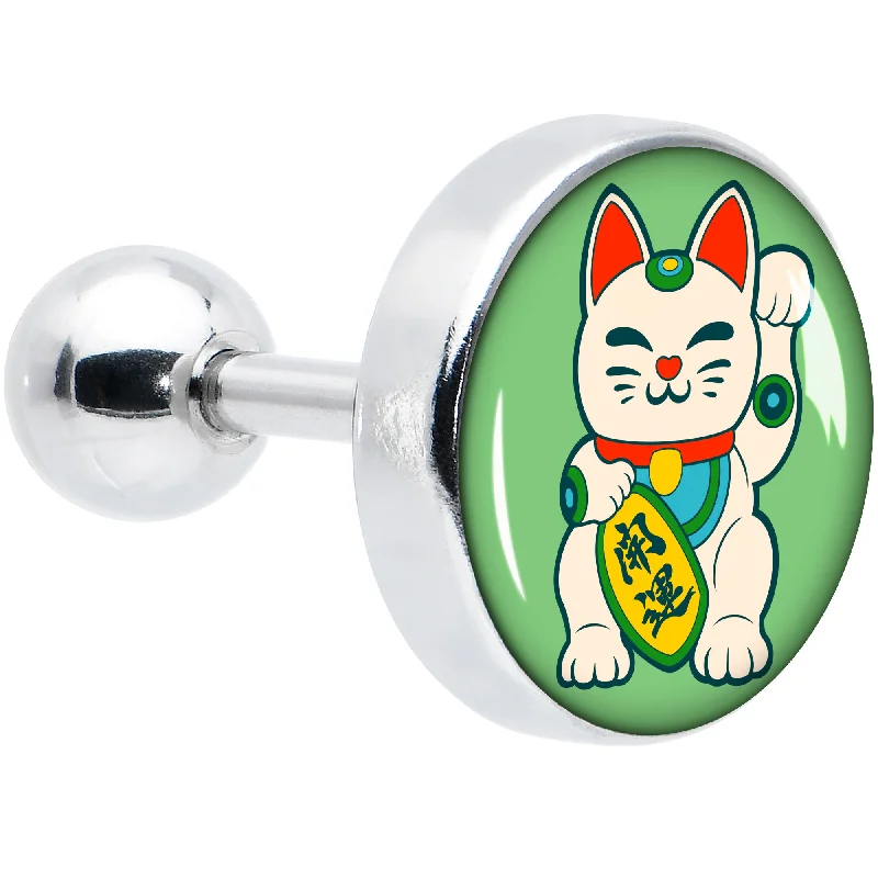 Women's Earrings – Elegant Designs for Every Personality--16 Gauge 1/4 Waving Cat Cartilage Tragus Earring Women's Earrings – Elegant Designs for Every Personality--16 Gauge 1/4 Waving Cat Cartilage Tragus Earring