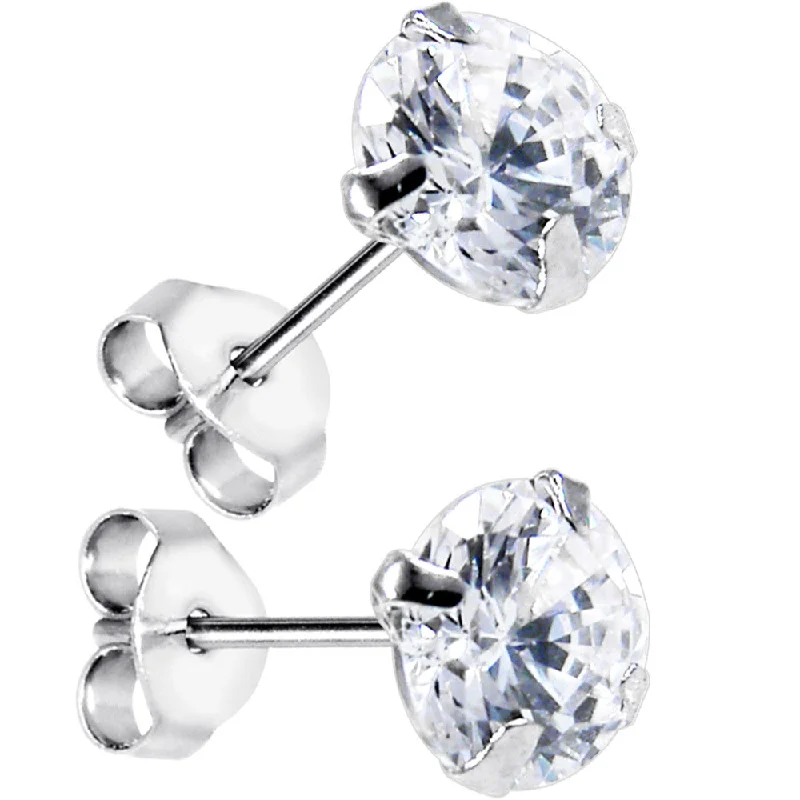 Women's Earrings – Elegant Designs for Every Personality--14kt White Gold .47 Carat Cubic Zirconia Solitaire Stud Earrings
