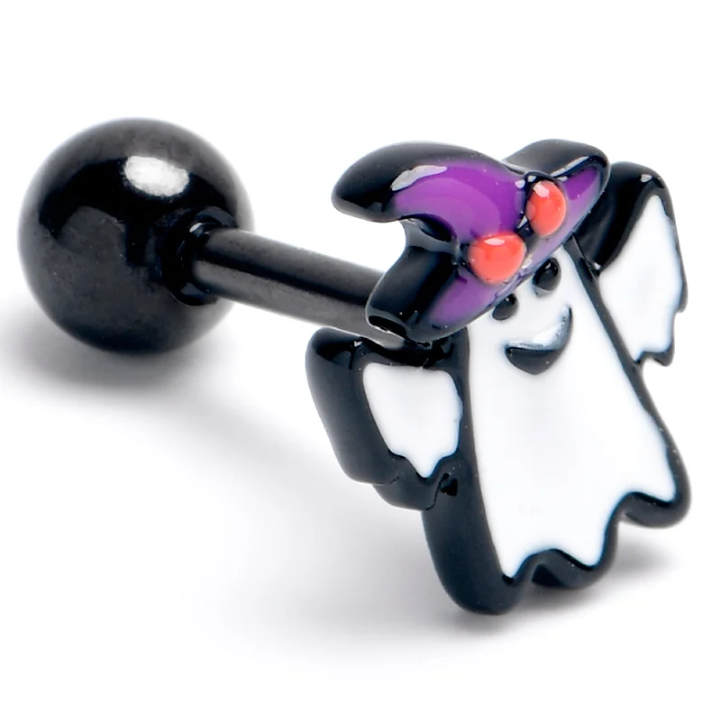 Women's Earrings – Elegant Designs for Every Personality--16 Gauge 1/4 Black Witch Hat Ghost Halloween Cartilage Tragus Earring