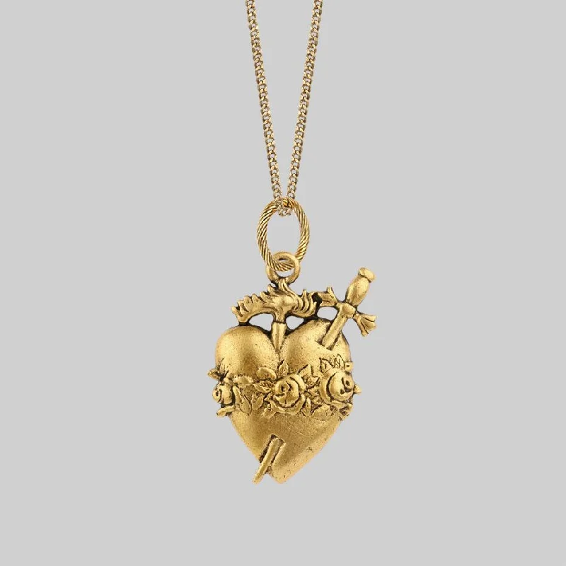Shop Classic Women's Necklaces & Pendants with a Modern Twist-INFERNO. Sacred Heart Necklace - Gold Shop Classic Women's Necklaces & Pendants with a Modern Twist-INFERNO. Sacred Heart Necklace - Gold