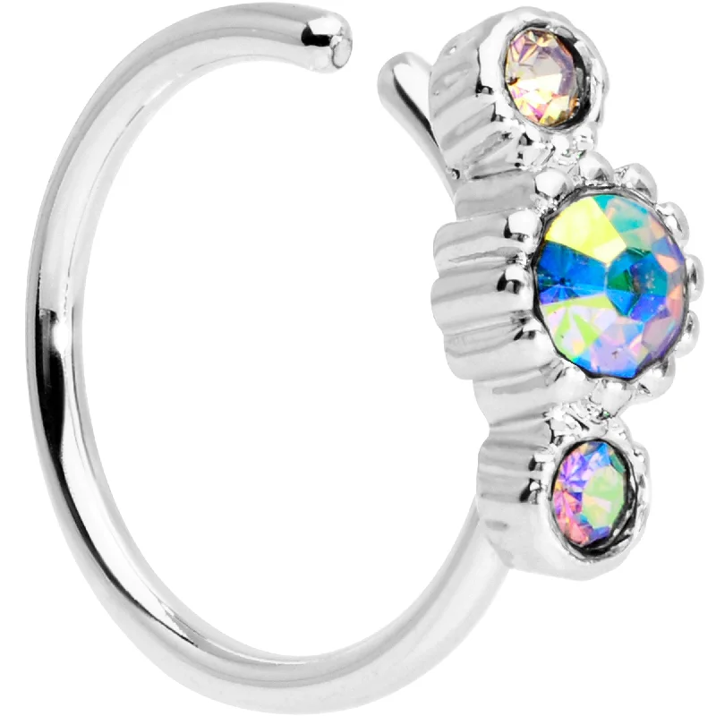Beautifully Crafted Gold Nose Rings -5/16 Aurora CZ Gem Fashion Fusion Seamless Circular Ring Beautifully Crafted Gold Nose Rings -5/16 Aurora CZ Gem Fashion Fusion Seamless Circular Ring