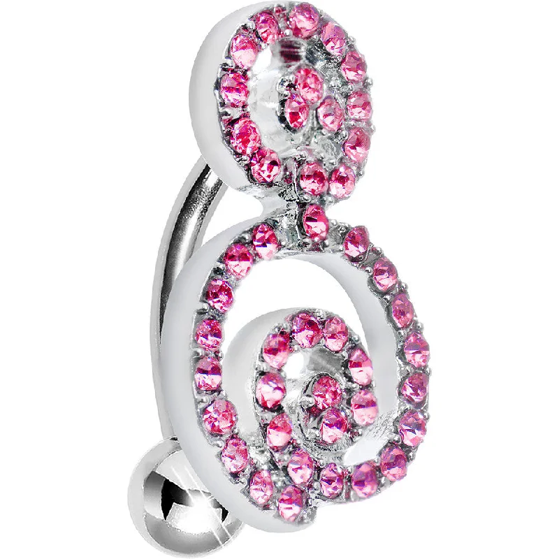 Trendy Belly Rings for Every Fashionista -Pink Gem Sweet Swirls Top Mount Belly Ring Trendy Belly Rings for Every Fashionista -Pink Gem Sweet Swirls Top Mount Belly Ring
