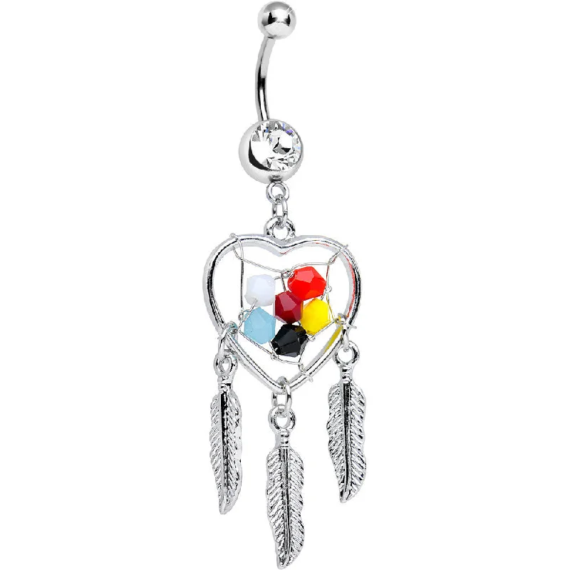 Stunning Belly Rings for Exclusive Appeal -Clear Gem Multicolored Forever Dreaming Dreamcatcher Dangle Belly Ring Stunning Belly Rings for Exclusive Appeal -Clear Gem Multicolored Forever Dreaming Dreamcatcher Dangle Belly Ring
