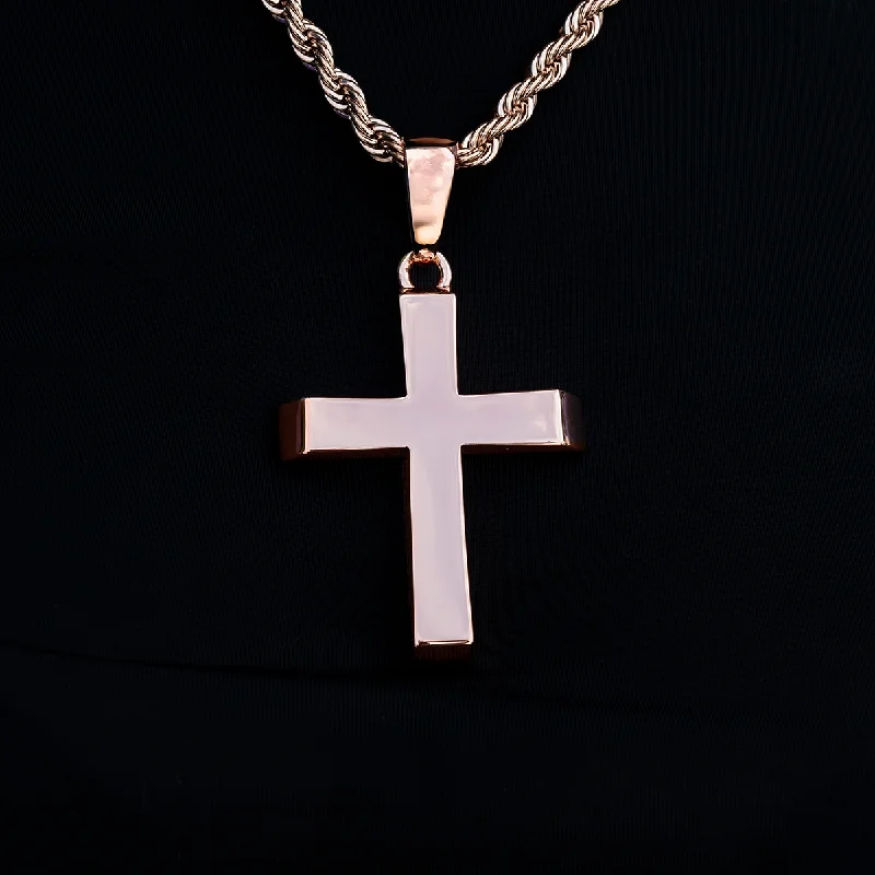 Shop Classic Women's  Necklaces & Pendants with a Modern Twist-Large Simple Cross Pendant in Rose Gold
