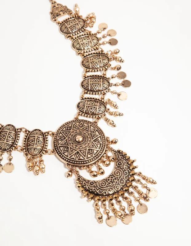 Shop Classic Women's Necklaces & Pendants with a Modern Twist-Burnished Gold Boho Bead Drop Necklace Shop Classic Women's Necklaces & Pendants with a Modern Twist-Burnished Gold Boho Bead Drop Necklace