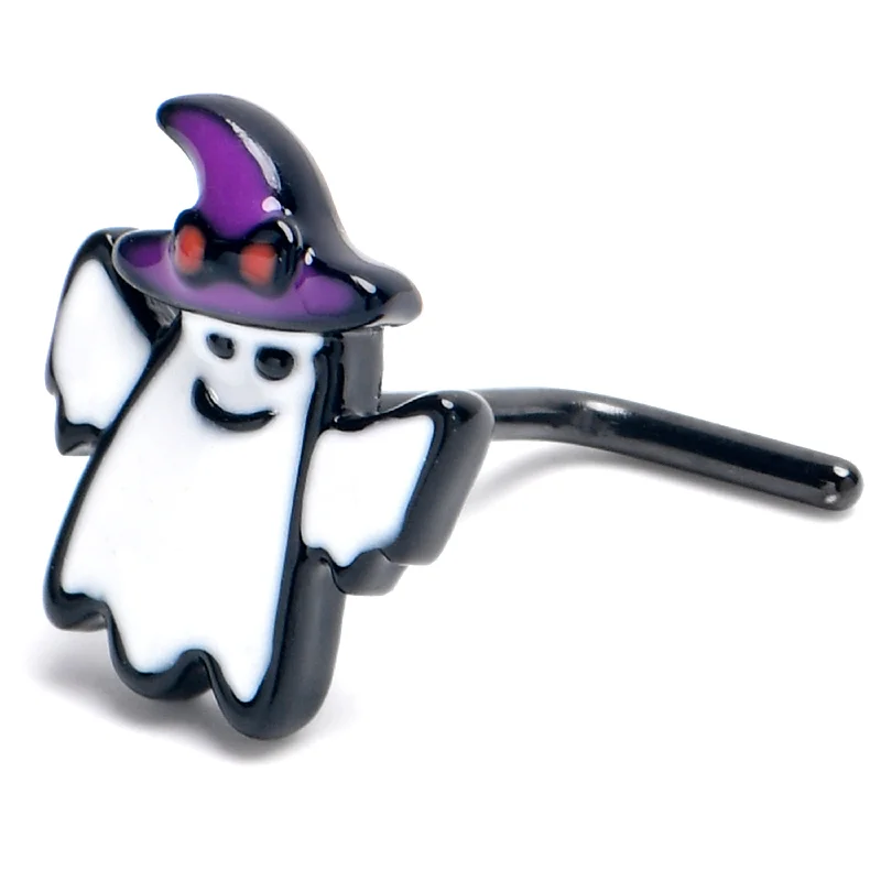 Stylish Nose Rings with Simple Designs -20 Gauge 7mm Black Witch Ghost Halloween L Shape Nose Ring Stylish Nose Rings with Simple Designs -20 Gauge 7mm Black Witch Ghost Halloween L Shape Nose Ring