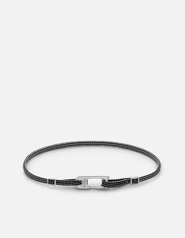 Gold Bracelets for Men-Annex Pull Bracelet, Sterling Silver/Black