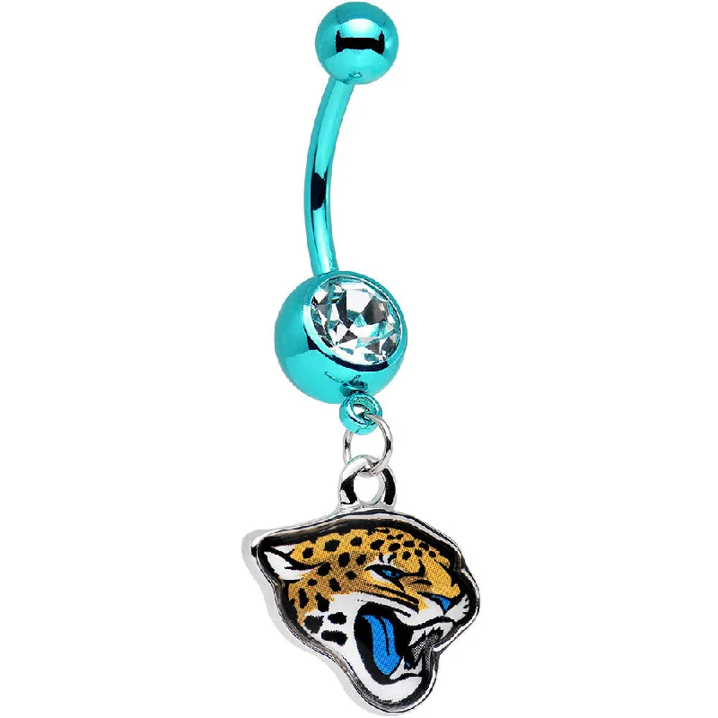 Belly Rings for Bold Fashion Statements -Officially Licensed NFL Jacksonville Jaguars Dangle Belly Ring