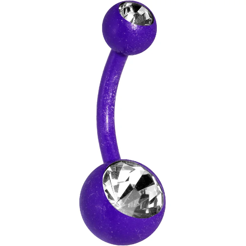 Comfortable Belly Rings with Unique Touch -14 Gauge 3/8 Clear Gem Purple Glow In The Dark Effect Belly Ring Comfortable Belly Rings with Unique Touch -14 Gauge 3/8 Clear Gem Purple Glow In The Dark Effect Belly Ring