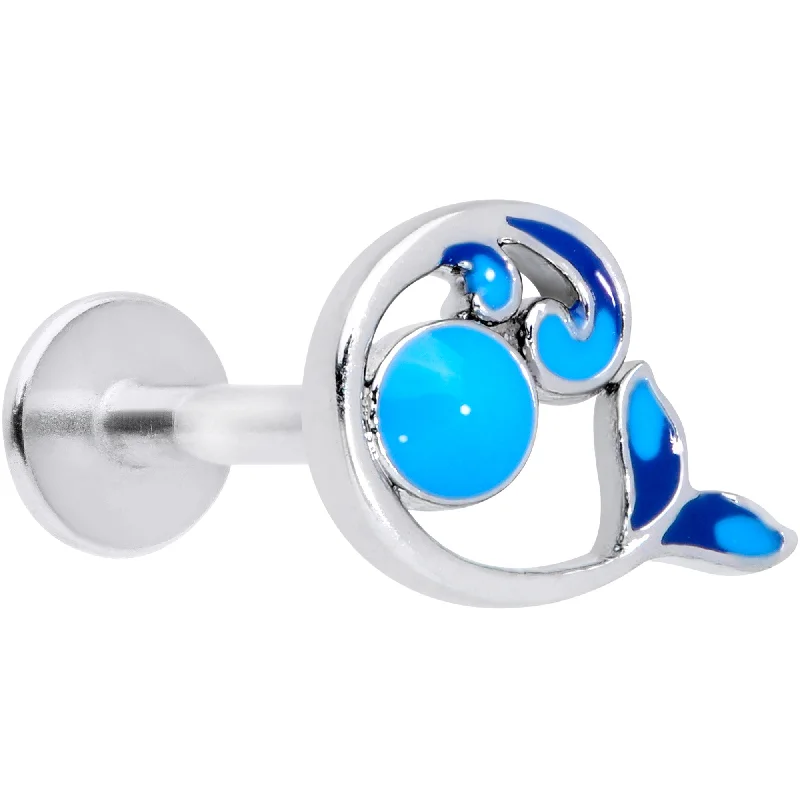 Simple Lip Rings for Casual Fashion16 Gauge 5/16 Whale in the Water Nautical Labret Monroe Tragus