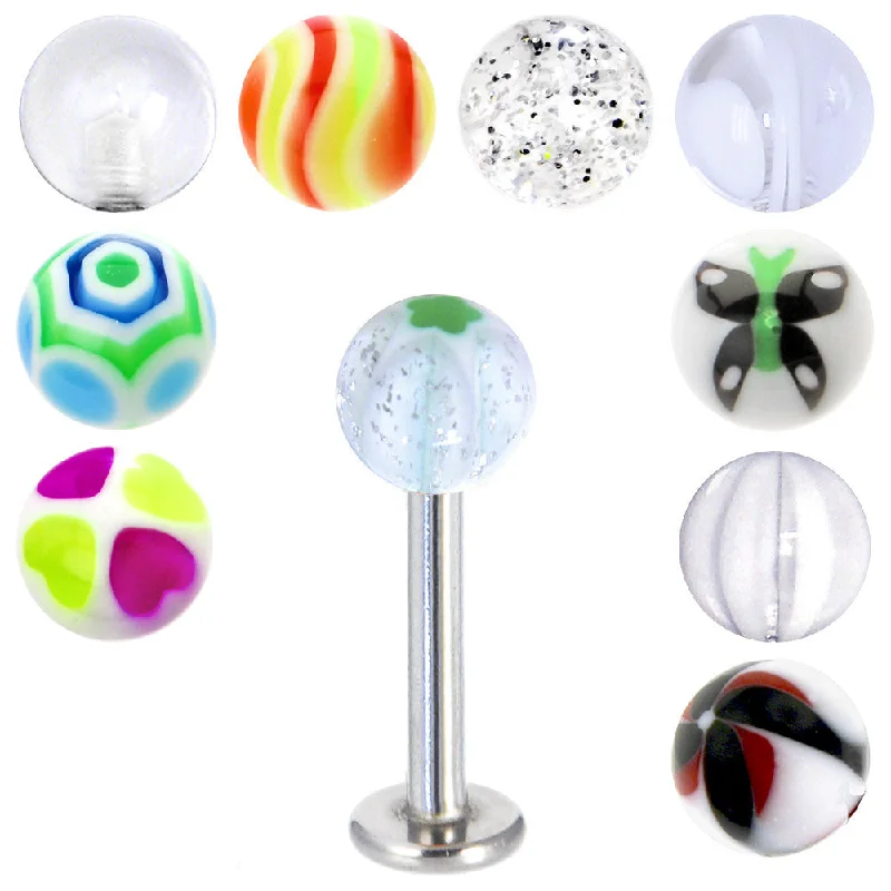 Trendy Lip Rings with Elegant Touches14 Gauge Multi Clear 10 Ball Interchangeable Labret Pack Set Trendy Lip Rings with Elegant Touches14 Gauge Multi Clear 10 Ball Interchangeable Labret Pack Set