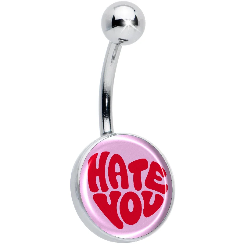 Belly Rings with Beautiful Detailing -Retro Text Hate You Belly Ring