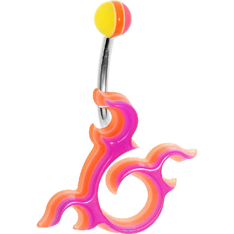 Stylish Belly Rings for Elegant Looks -Fuchsia Pink Acrylic Multi Layered Right Tribal Dragon Belly Ring Stylish Belly Rings for Elegant Looks -Fuchsia Pink Acrylic Multi Layered Right Tribal Dragon Belly Ring