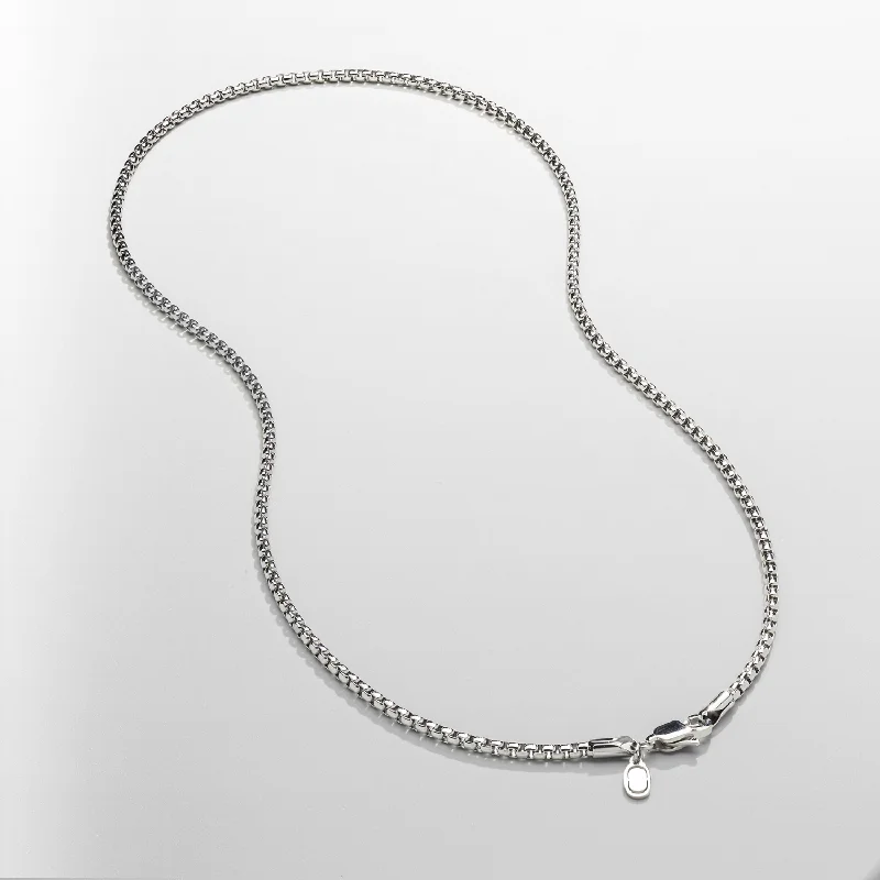 Exclusive Men's Necklaces & Pendants for the Modern Gentleman-Round Box Chain (Silver) 3mm Exclusive Men's Necklaces & Pendants for the Modern Gentleman-Round Box Chain (Silver) 3mm