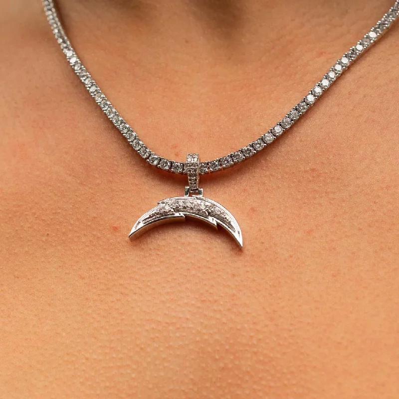 Shop Classic Women's Necklaces & Pendants with a Modern Twist-Los Angeles Chargers Official NFL Micro Logo Pendant - White Gold Shop Classic Women's Necklaces & Pendants with a Modern Twist-Los Angeles Chargers Official NFL Micro Logo Pendant - White Gold