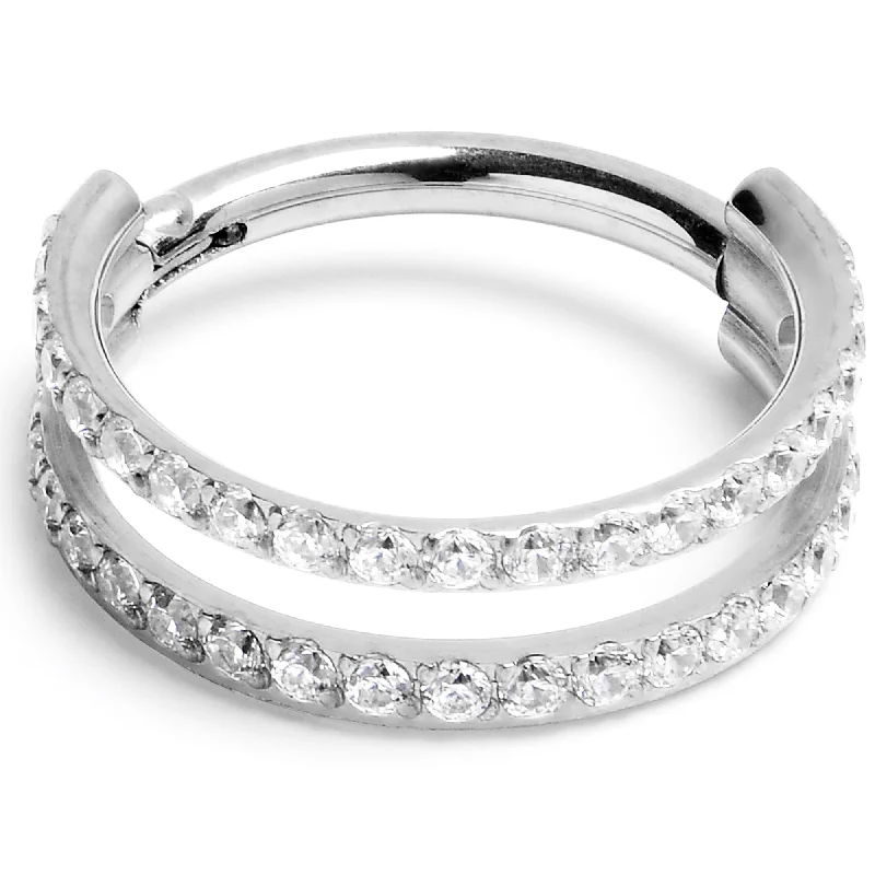 Lip Rings with Stunning Details for Daring Fashion16 Gauge 3/8 Cubic Zirconia ASTM F-136 Implant Grade Titanium Double Hinged Segment Ring