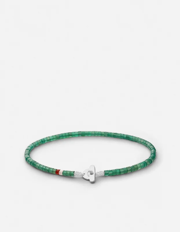 Unique Bracelet Gifts for Men-Zane Agate Bracelet, Sterling Silver
