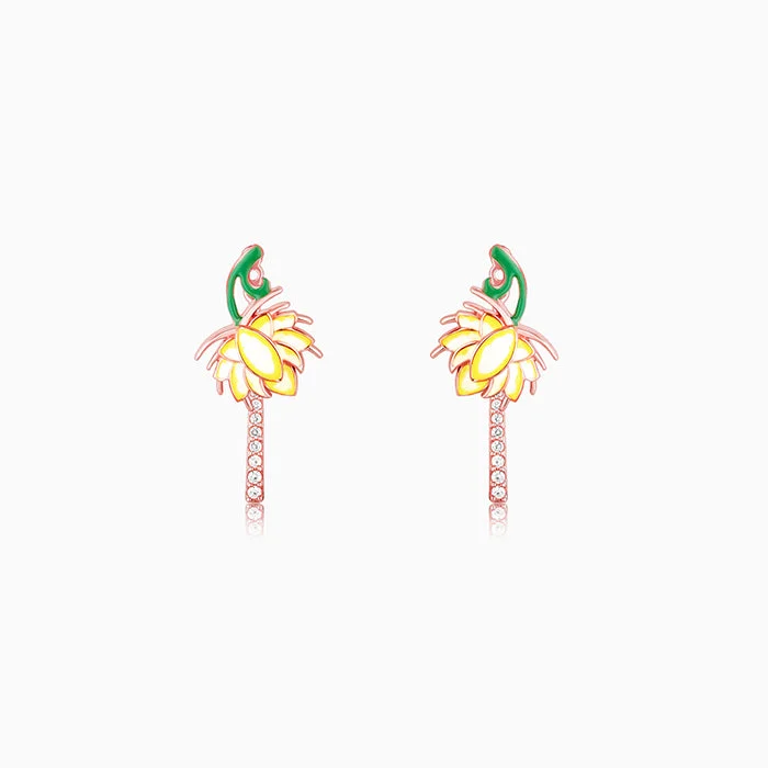 Women's Earrings – Elegant Designs for Every Personality--Rose Gold Brilliant Brahma Kamal Convertible Earrings Women's Earrings – Elegant Designs for Every Personality--Rose Gold Brilliant Brahma Kamal Convertible Earrings