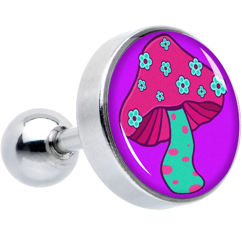 Women's Earrings – Elegant Designs for Every Personality--16 Gauge 1/4 Funky Floral Mushroom Cartilage Tragus Earring