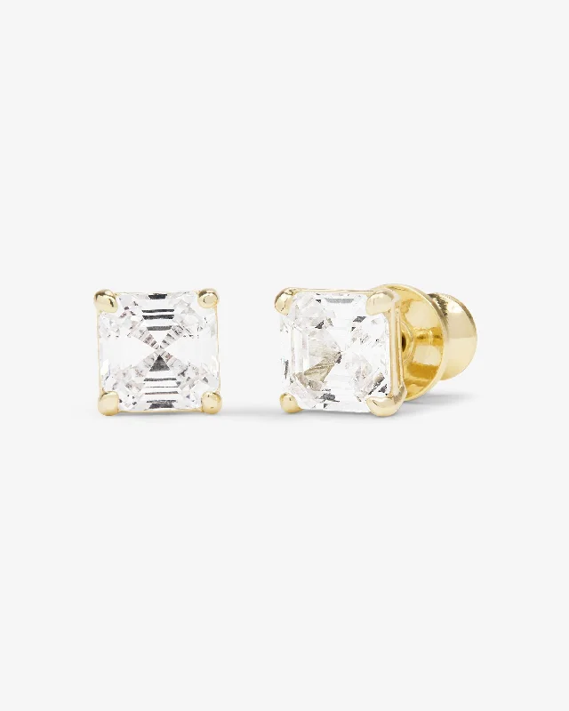 Women's Earrings – Elegant Designs for Every Personality--The Queen's 6mm Studs - Gold|White Diamondettes Women's Earrings – Elegant Designs for Every Personality--The Queen's 6mm Studs - Gold|White Diamondettes