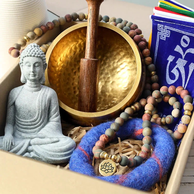 Beaded Bracelets with Gold Accents for Men-Buddha Stone Tibetan Meditation Healing Gift Bundle Beaded Bracelets with Gold Accents for Men-Buddha Stone Tibetan Meditation Healing Gift Bundle
