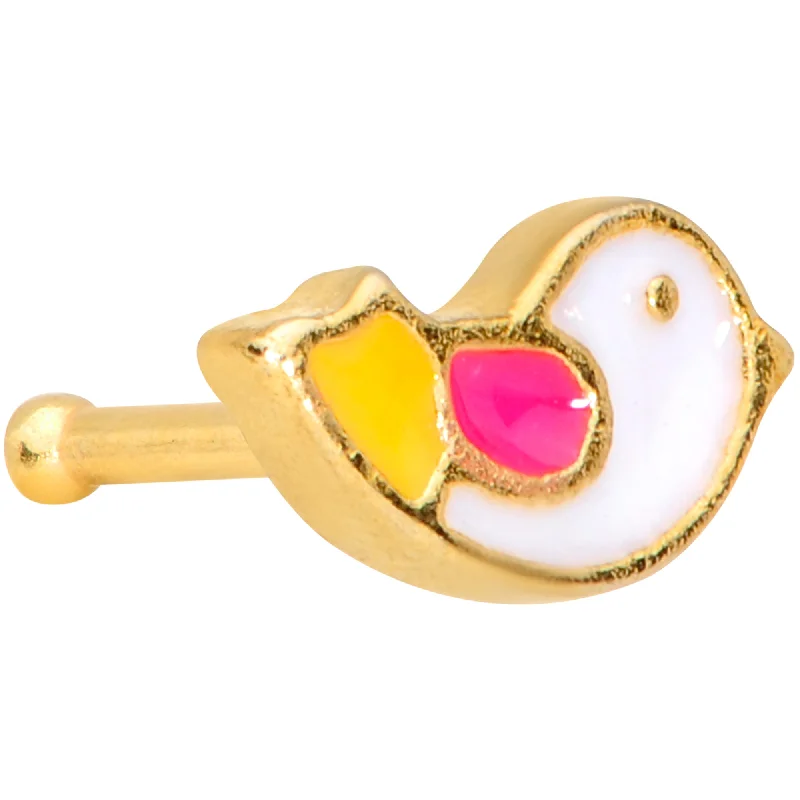 Nose Rings for the Perfect Statement Look -20 Gauge 1/4 Gold Tone Pink Wing Pretty Bird Nose Bone Nose Rings for the Perfect Statement Look -20 Gauge 1/4 Gold Tone Pink Wing Pretty Bird Nose Bone