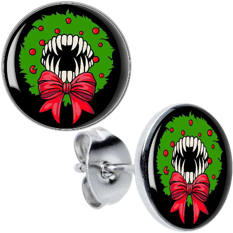 Women's Earrings – Elegant Designs for Every Personality--Holiday Vampire Wreath Stud Earrings Women's Earrings – Elegant Designs for Every Personality--Holiday Vampire Wreath Stud Earrings