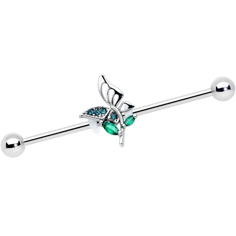 Women's Earrings – Elegant Designs for Every Personality--14 Gauge Blue Green Gem Floral Butterfly Industrial Barbell 38mm Women's Earrings – Elegant Designs for Every Personality--14 Gauge Blue Green Gem Floral Butterfly Industrial Barbell 38mm