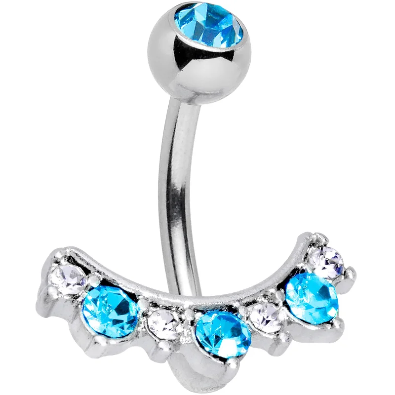 Belly Rings with Custom Features for Personalized Style -Clear Blue Gem Sweeping Beauty Arc Belly Ring Belly Rings with Custom Features for Personalized Style -Clear Blue Gem Sweeping Beauty Arc Belly Ring