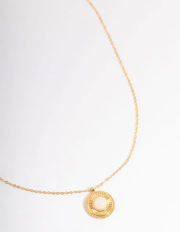 Shop Classic Women's Necklaces & Pendants with a Modern Twist-Waterproof Gold Plated Stainless Steel Vintage Rounded Pendant Necklace Shop Classic Women's Necklaces & Pendants with a Modern Twist-Waterproof Gold Plated Stainless Steel Vintage Rounded Pendant Necklace