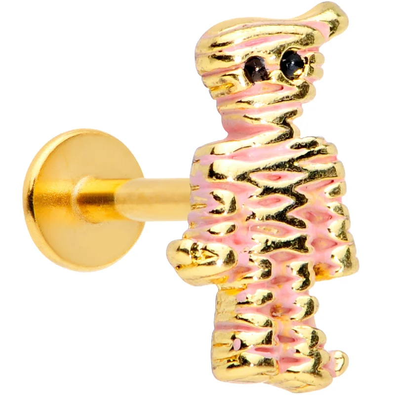 Comfortable Lip Rings for Fashionable Look16 Gauge 5/16 Gold Tone Mummy Halloween Labret Monroe Tragus