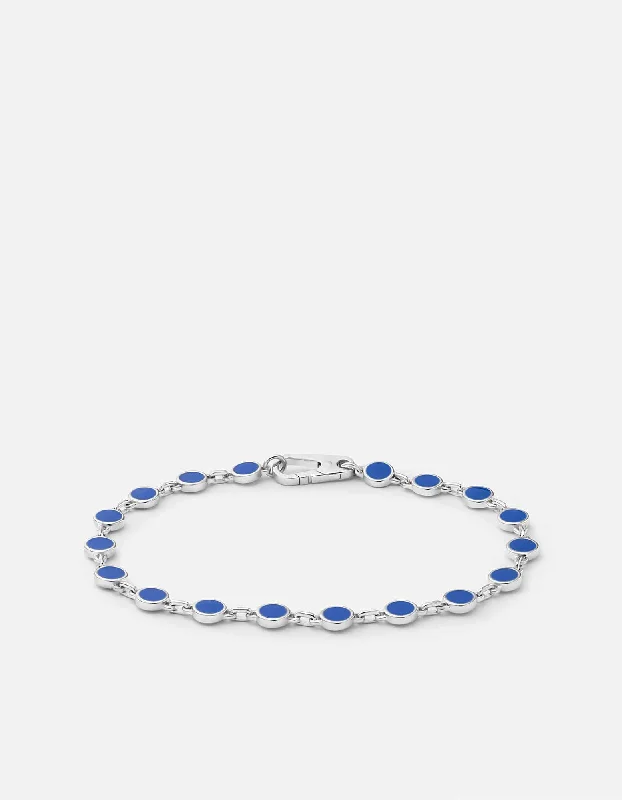 Unique Personalized Bracelets for Men-Oz Link Bracelet, Sterling Silver/Blue
