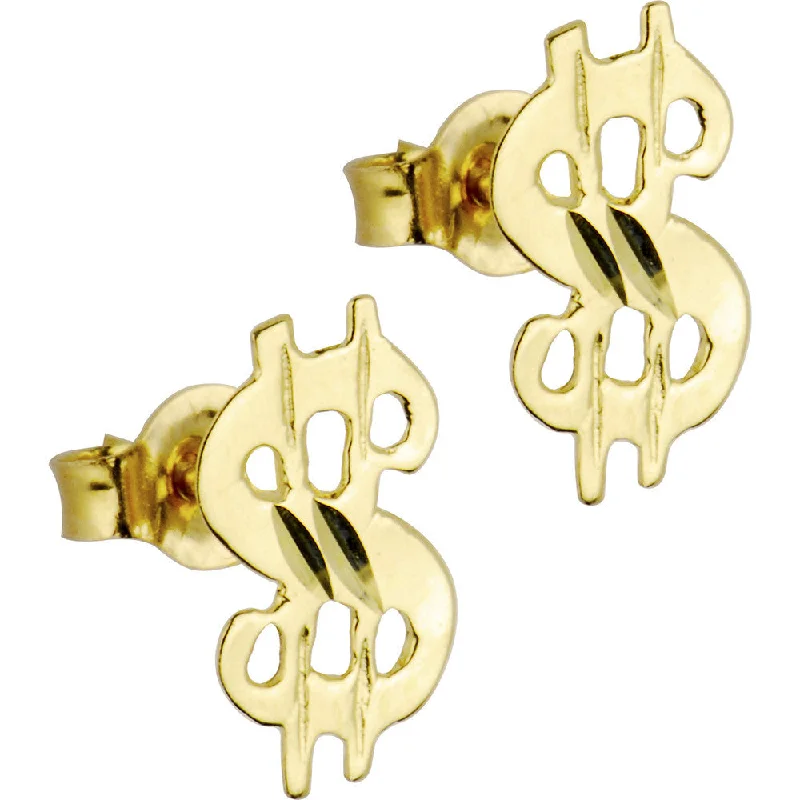 Women's Earrings – Elegant Designs for Every Personality--14kt Yellow Gold Dollar Symbol Stud Earrings
